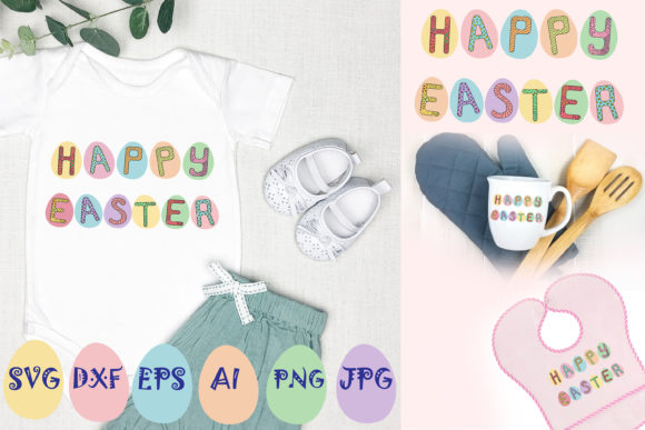 Happy Easter Graphic for Crafts and Design Projects