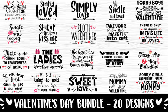 Valentine Bundle 20 Quote Sayings for Crafts and Graphics