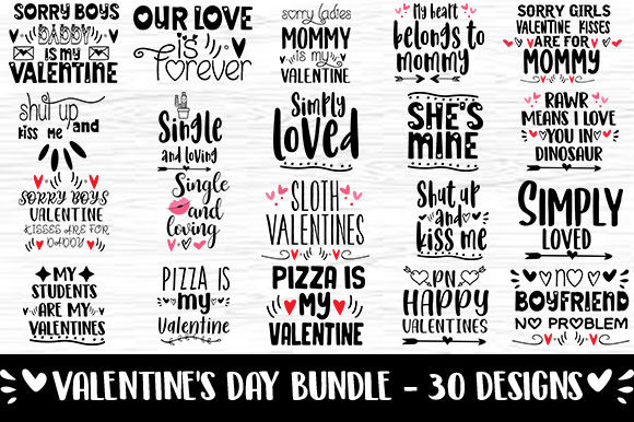 Valentine Bundle 30 Quote Sayings for Crafts and Graphics