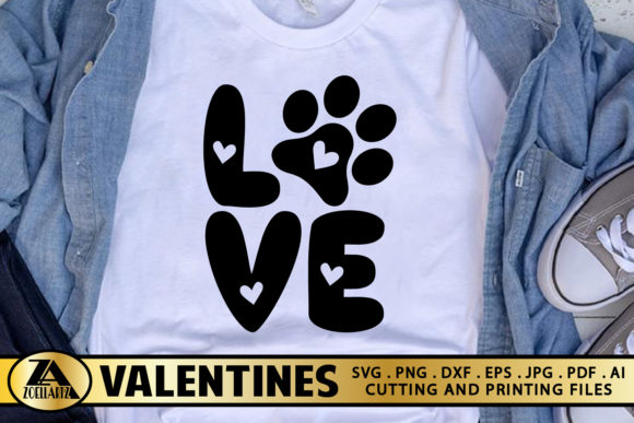 Valentine Quote Dog Love Paw Print Heart Graphics for Crafts